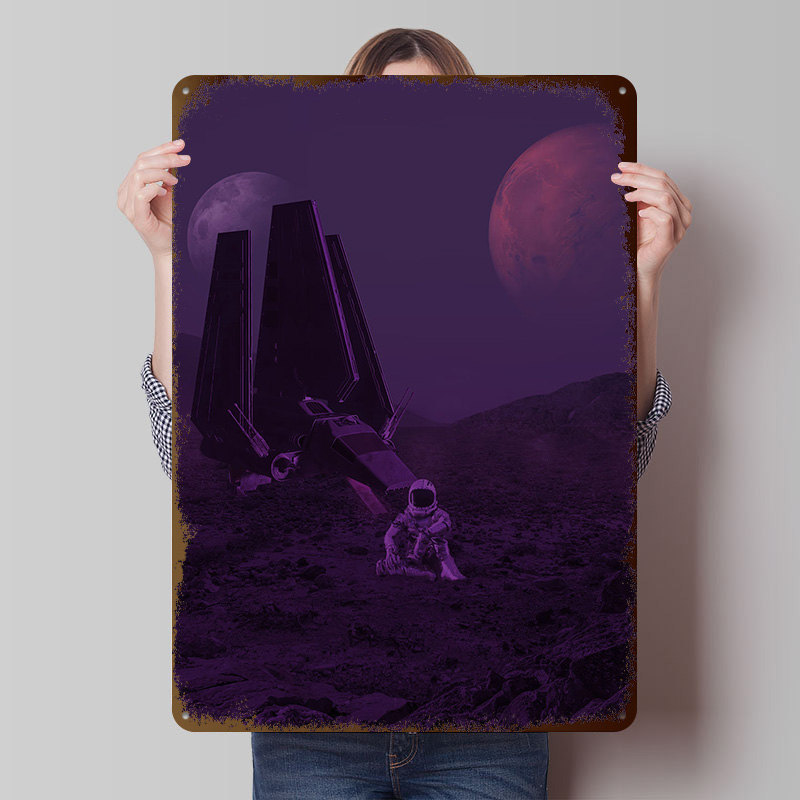 Retro Gaming Space - Poster in Metallo su Tema Spaziale,