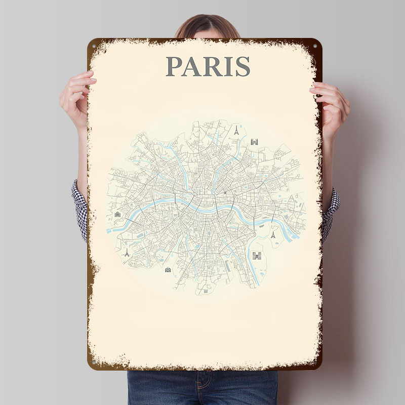Retro Gaming Paris - Poster in Latta con Mappa di