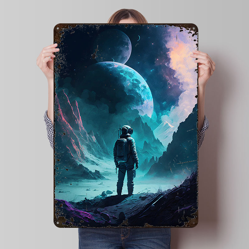 Retro Gaming Space - Astronauta nello spazio Poster stampato Personalizzato