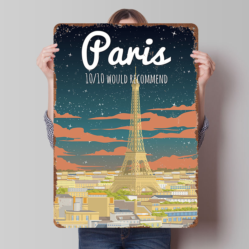 Retro Gaming Paris - Targa in Metallo Vintage Personalizzata con